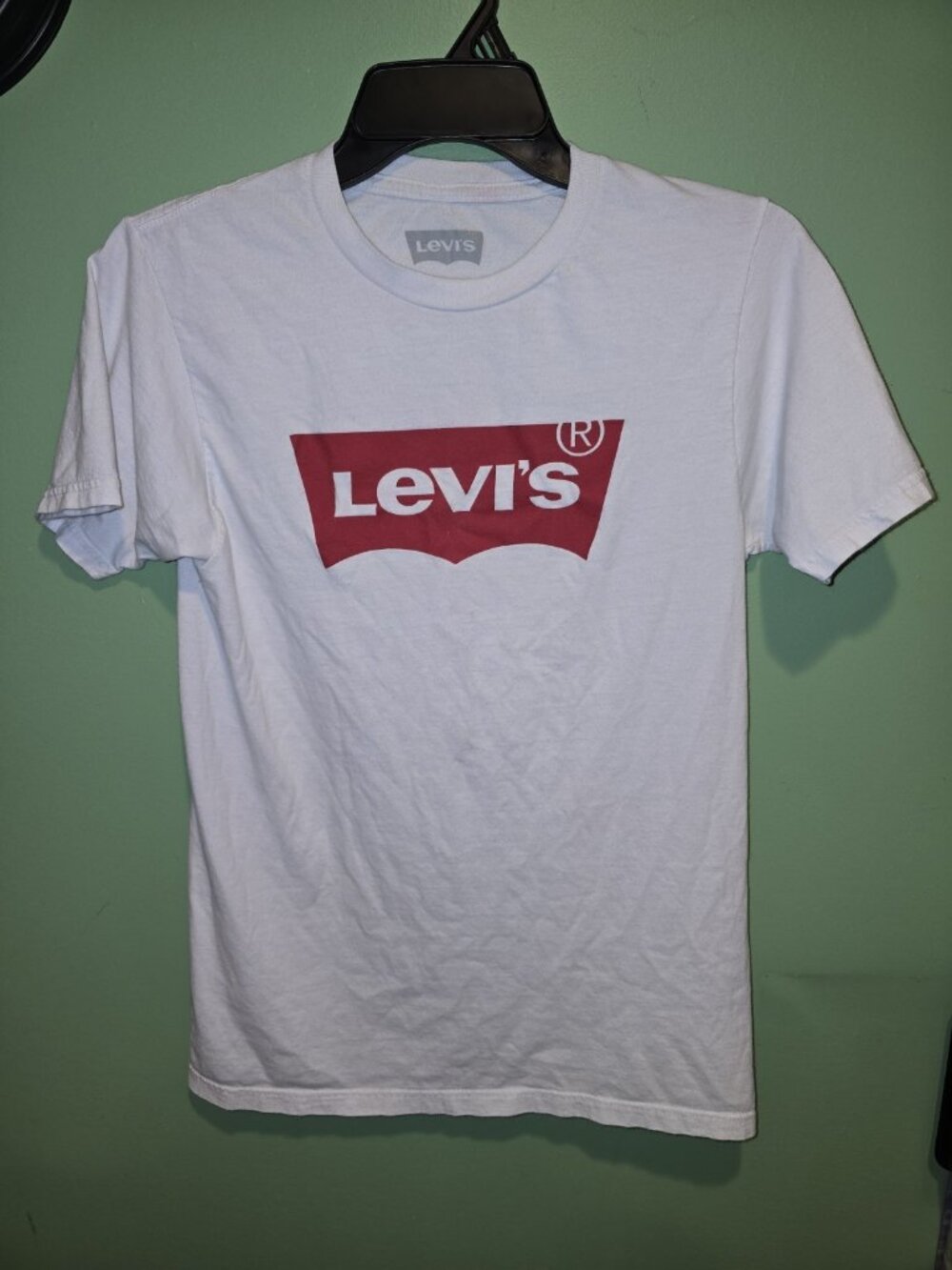 Levi's Logo Mens T-Shirt White Jersey Crew Neck Size Small